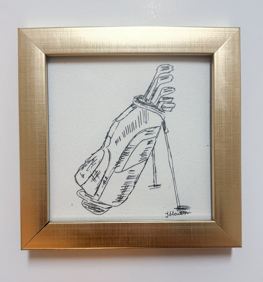 Golf Bag - Original Ink Drawing